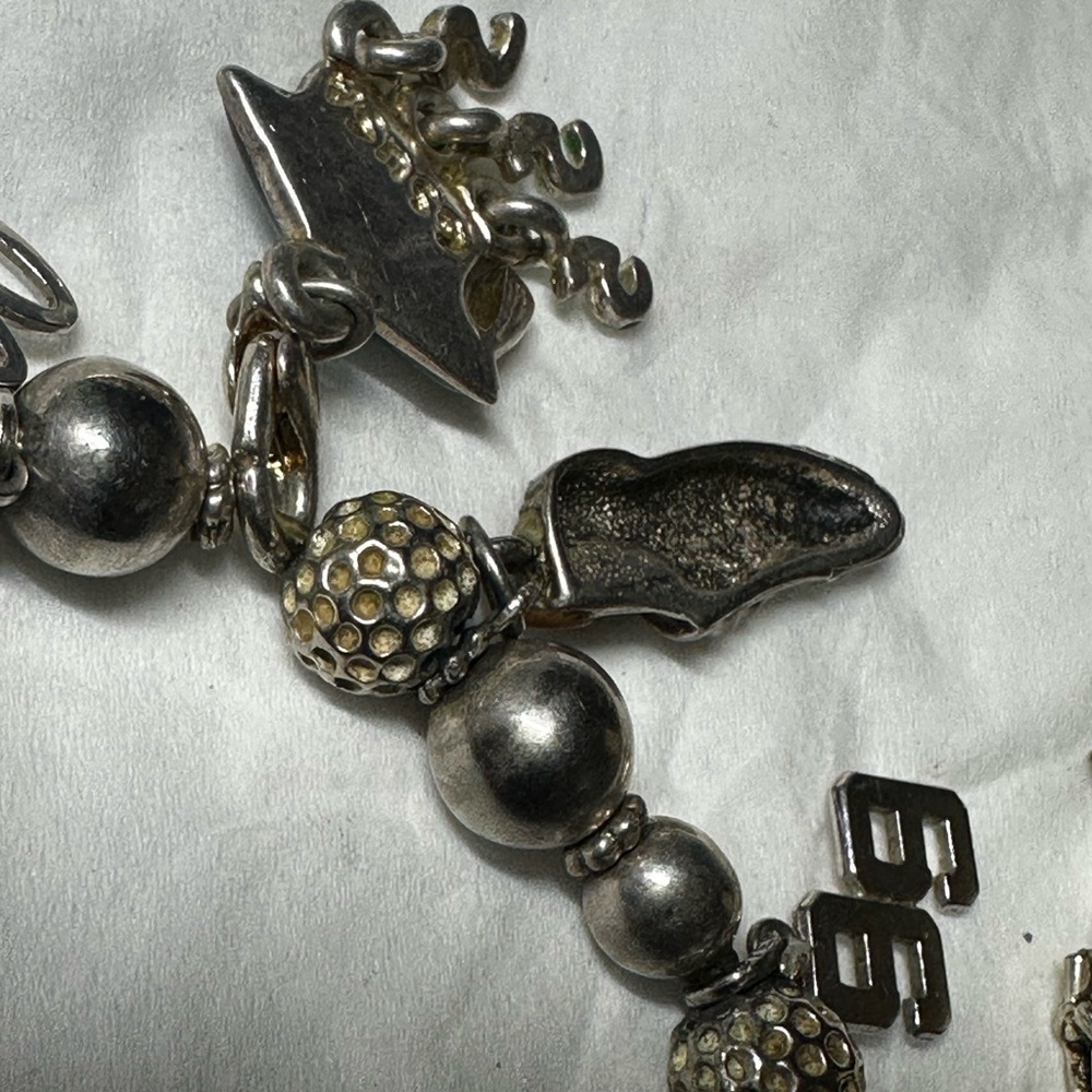 Vintage Charming Sterling Silver golf themed Charm Bracelet - Picture 12 of 16